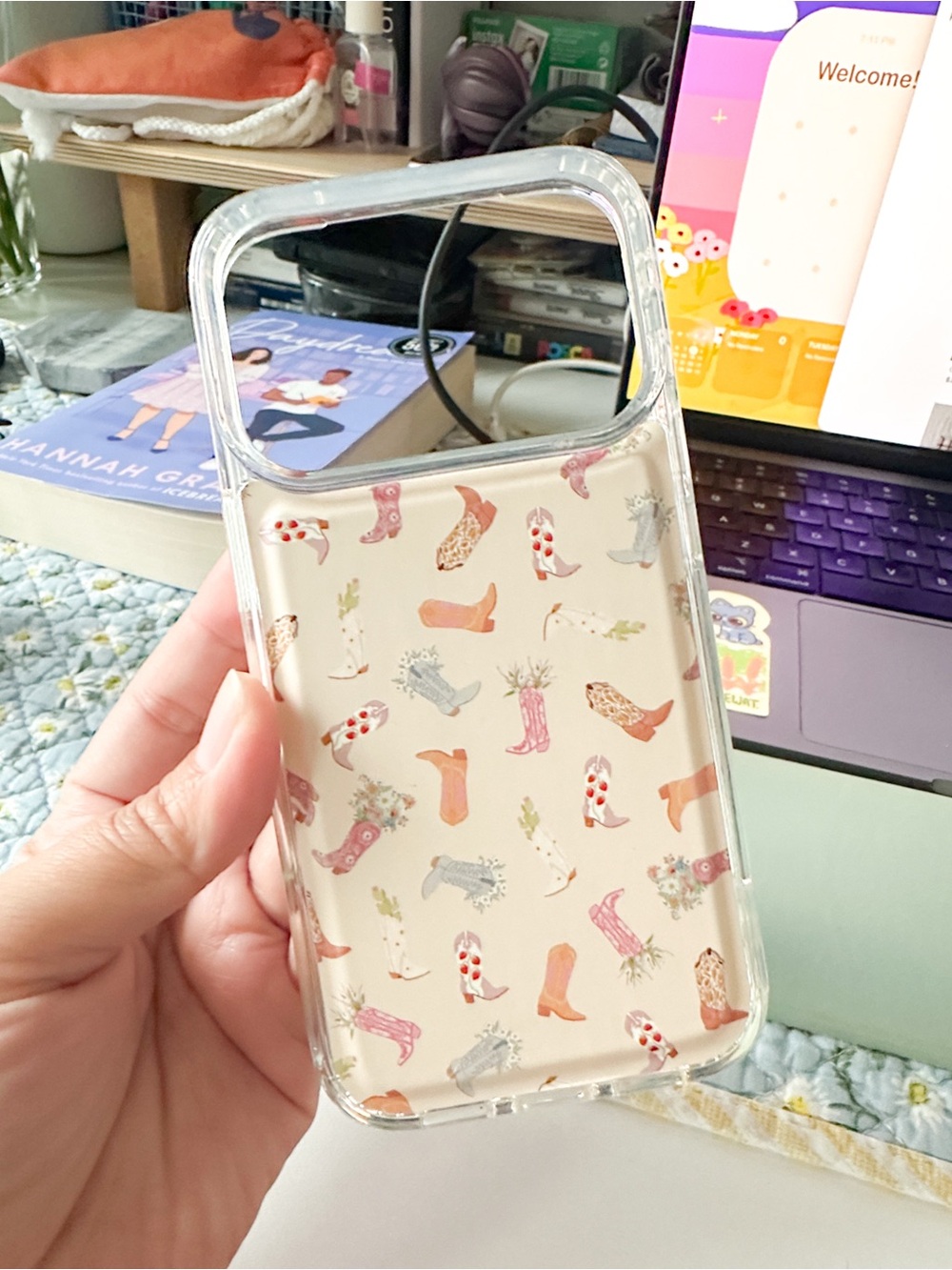 Walli Case iPhone 17 Pro Floral Cowgirl Boot Western Clear